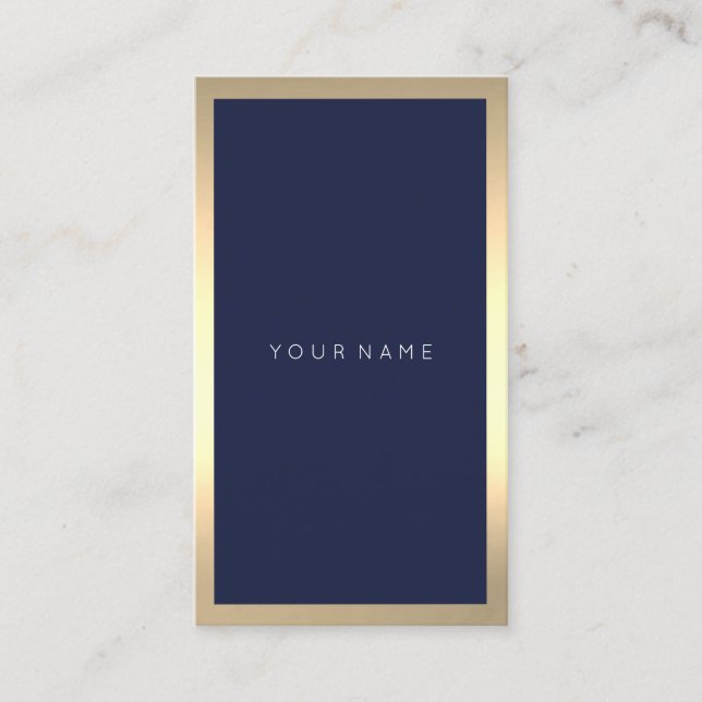 Carte De Visite Bleu Marine Gold Frame Minimal Sepia Vertical (Devant)