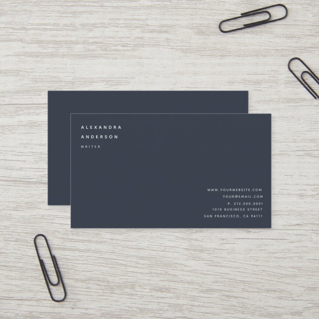 Carte de visite bleu marine professionnel minimali (Devant/Arrière en situation)