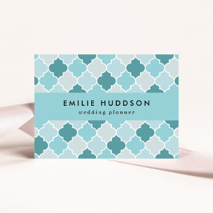 Carte De Visite Bleu Marocain Trellis, Lattes, Quatrefoil