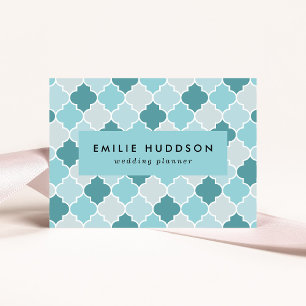 Carte De Visite Bleu Marocain Trellis, Lattes, Quatrefoil