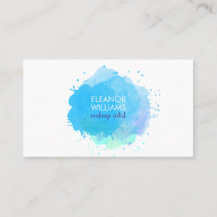 Carte De Visite Bleu moderne chic et Watercolor Blot