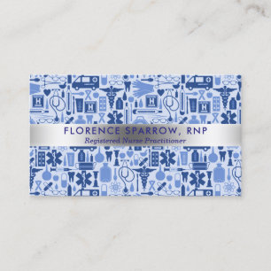 Carte De Visite Bleu moderne de motif de soins d'infirmière
