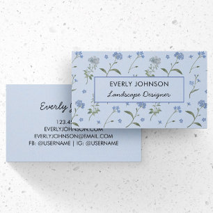 Carte De Visite Bleu Myosotis Aquarelle Florale