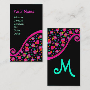 Carte De Visite Bleu noir fuchsia de DECO de rose ABSTRAIT de