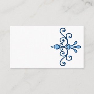 Carte De Visite Bleu oiseau élégant scroll art et bordure bleue