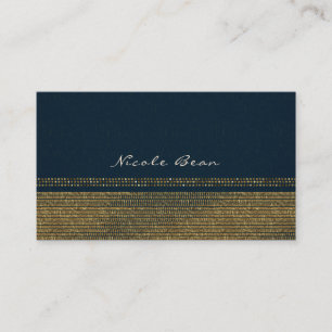 Carte De Visite Bleu & Or Chic Sparkling Glam Elegant Personnalisé