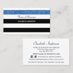 Carte De Visite Bleu Parties scintillant larges bandes horizontale