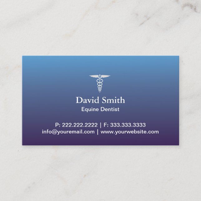 Carte De Visite Bleu professionnel équin de service Médicale et (Devant)