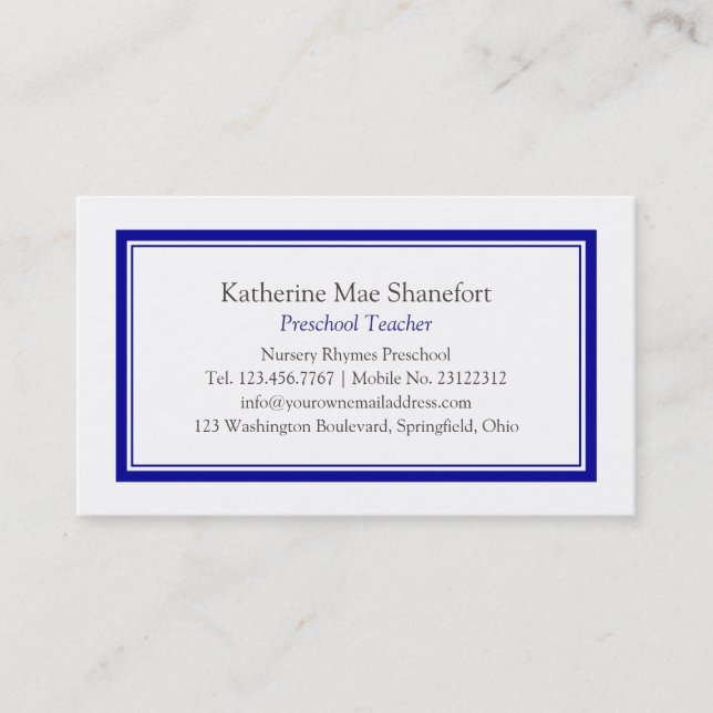 Carte de visite bleu professionnel simple (Devant)