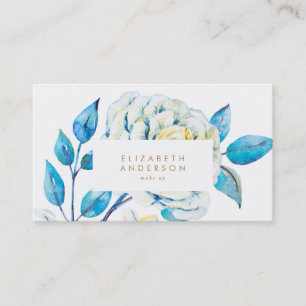 Carte de visite bleu rose blanc peint à l'huile