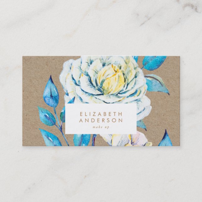 Carte de visite bleu rose blanc peint à l'huile Kr (Devant)