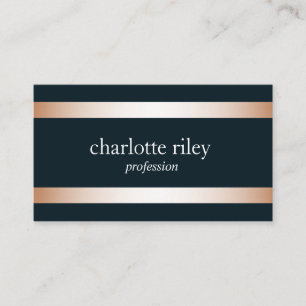 Carte De Visite Bleu Rose moderne Gold Stripes élégant