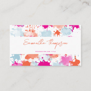 Carte De Visite Bleu rose orange Abstrait Peinture