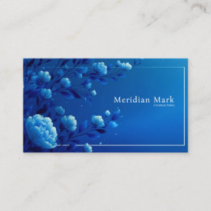 Carte De Visite Bleu Saphir Floral Géométrique Moderne Élégant