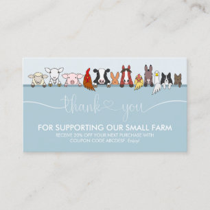 Carte De Visite Bleu Signature Ferme Animal Merci vétérinaire