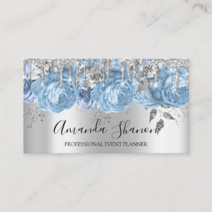 Carte De Visite Bleu Silver Grey Parties scintillant Drio Logo Pla