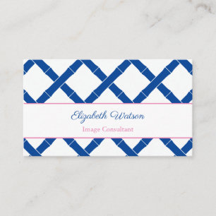 Carte De Visite Bleu Simple Et Blanc En Bambou Trellis