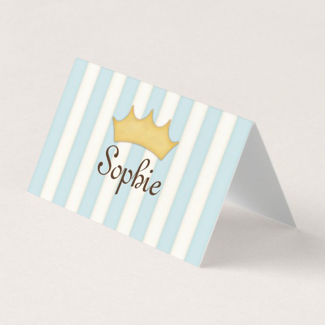 Carte De Visite Bleu Stripes Personnalisé Princess Play Date (Devant)