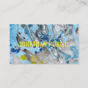 Carte De Visite Bleu tendance Jaune moderne Modèle d'art Abstrait