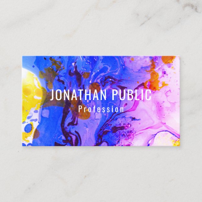 Carte De Visite Bleu tendance violet jaune moderne Abstrait élégan (Devant)