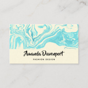 Carte De Visite Bleu Turquoise Agate Marbre Design Moderne