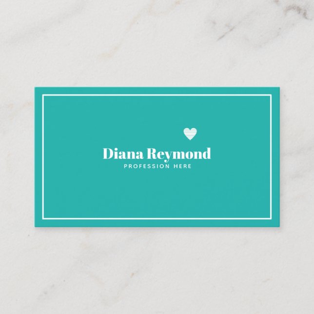 Carte De Visite bleu turquoise élégant professionnel (Devant)
