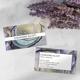 Carte De Visite Bleu Turquoise Purple & Gold Alcohol Liquide Art