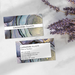 Carte De Visite Bleu Turquoise Purple & Gold Alcohol Liquide Art