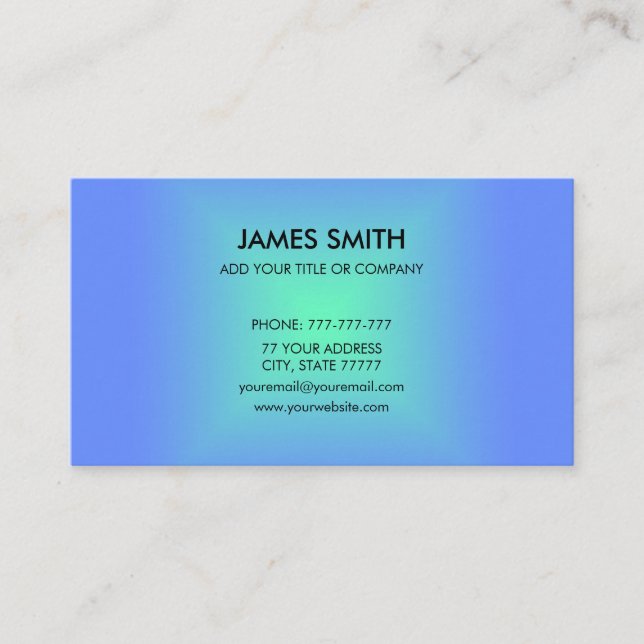 Carte De Visite Bleu Vert Diamant Dégradé Moderne (Devant)