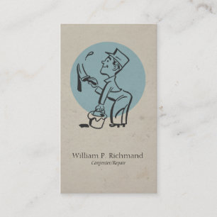 Carte De Visite Bleu vintage de peinture de menuiserie avec le