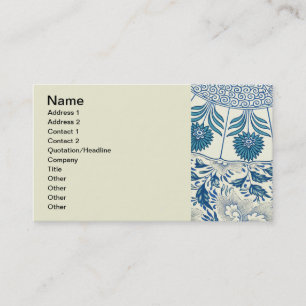 Carte De Visite Bleu Vintage Floral Asiatique : Chinoiserie Antiqu