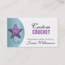 Carte de visite bleu violet en forme de fils Croch