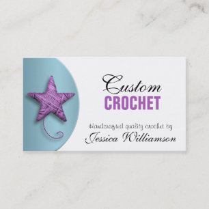 Carte de visite bleu violet en forme de fils Croch