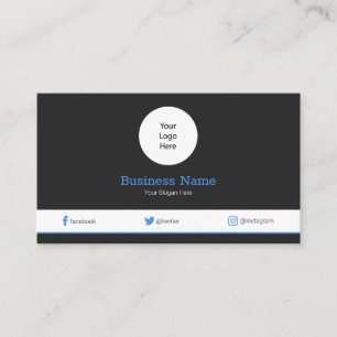 Carte De Visite Bleu votre logo Profil des médias sociaux modernes