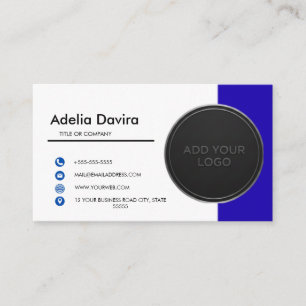 Carte de visite  Bleue avec logo et texte simples 