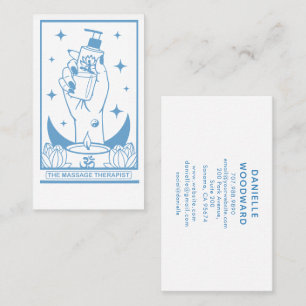 Carte de visite bleue de thérapeute en massage mys
