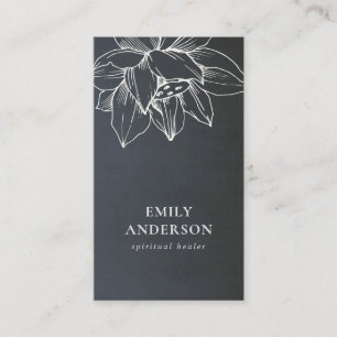 CARTE DE VISITE BLEUE GRAY LOTUS SIMPLE REIKI SPIRITUEL HEALER