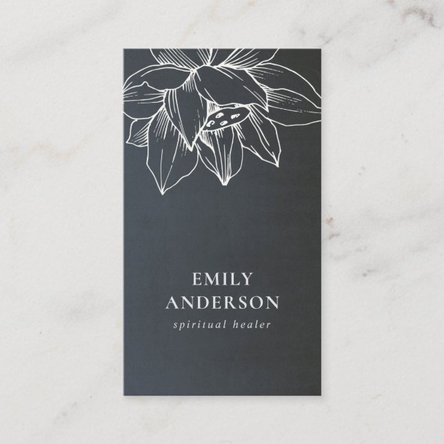 CARTE DE VISITE BLEUE GRAY LOTUS SIMPLE REIKI SPIRITUEL HEALER (Devant)