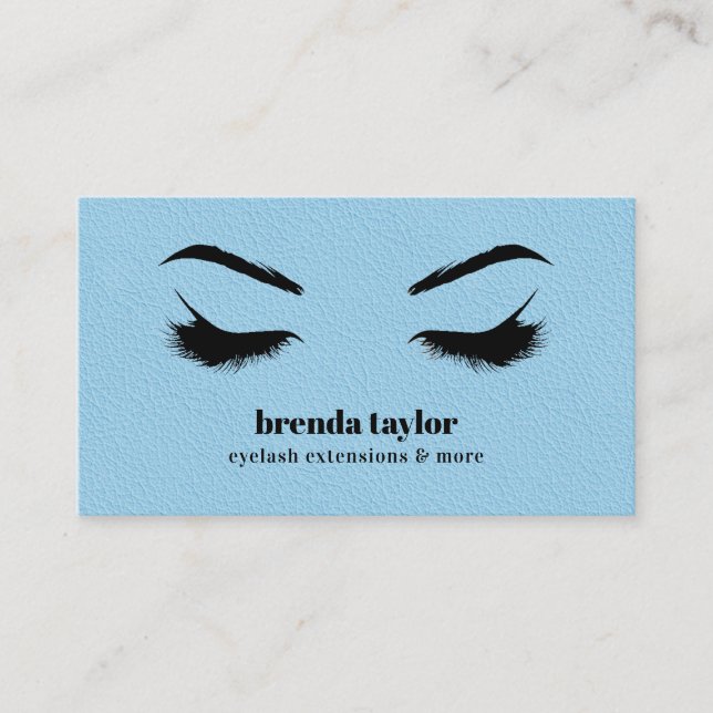 Carte De Visite BLEUE LEATHER chic Eyelash Browbar professionnel (Devant)
