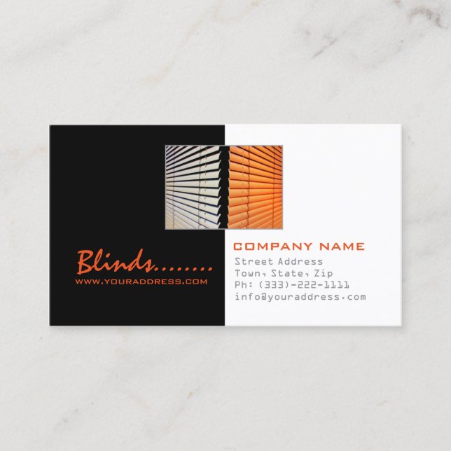 Carte De Visite Blinds Store Windows Fashion Black & White Card (Devant)