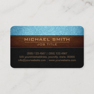 Carte De Visite Blizzard moderne bleu et cuir noir