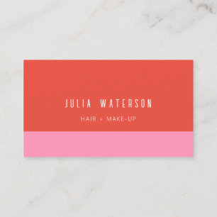 Carte De Visite Bloc de couleur moderne gras - Rose et rouge, sans