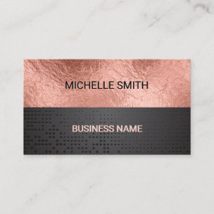 Carte De Visite Bloc de couleur   Rose Gold Foil Black Metallic