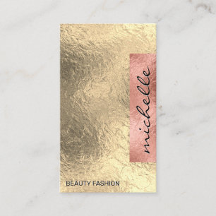 Carte De Visite Bloc de couleurs moderne   Géométrique rose Gold F