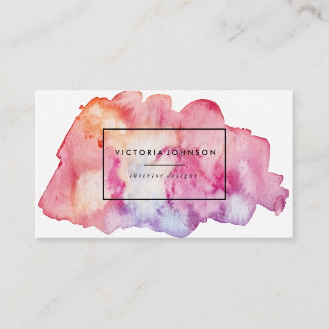 Carte De Visite Bloc des textes d'aquarelle (Devant)