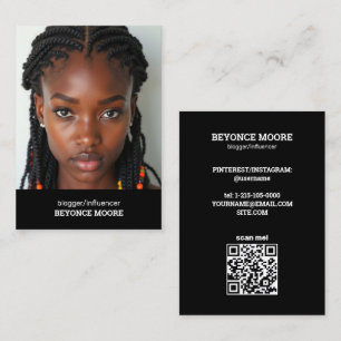 Carte De Visite Blogger Influencer Custom QR & Photo