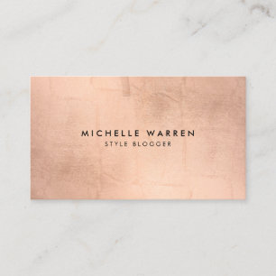 Carte De Visite Blogger rose d'or de Faux simple, auteur