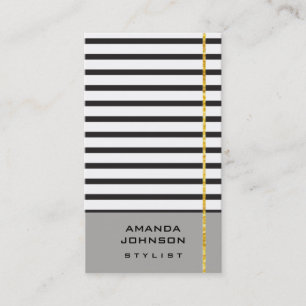 Carte De Visite Blogger Stylist Event Black White Grey Stripes