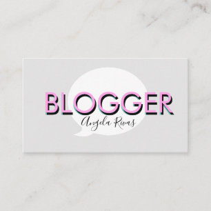Carte de visite Blogger Texte Gras Rose Gris