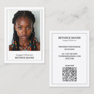 Carte De Visite Blogueur d'Influencer QR personnalisé et photo